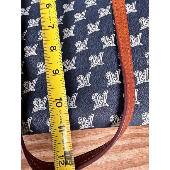 Dooney & Bourke Tote Milwaukee Brewers Ashton Logo Purse Brown Leather Straps - Picture 11 of 12